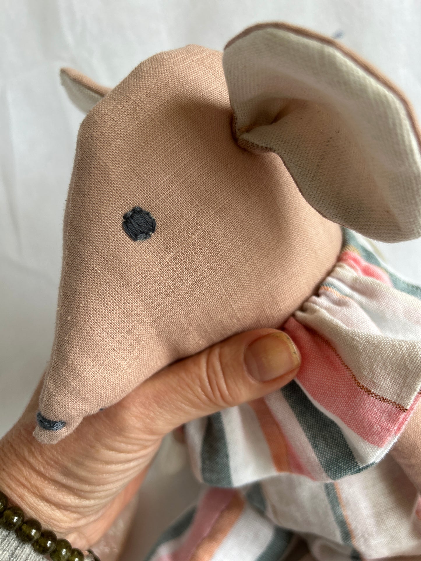 Handmade Mabel Mouse Soft Toy - Nude Pink & Milk Hands & Feet
