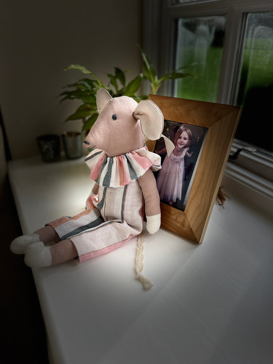 Handmade Mabel Mouse Soft Toy - Nude Pink & Milk Hands & Feet