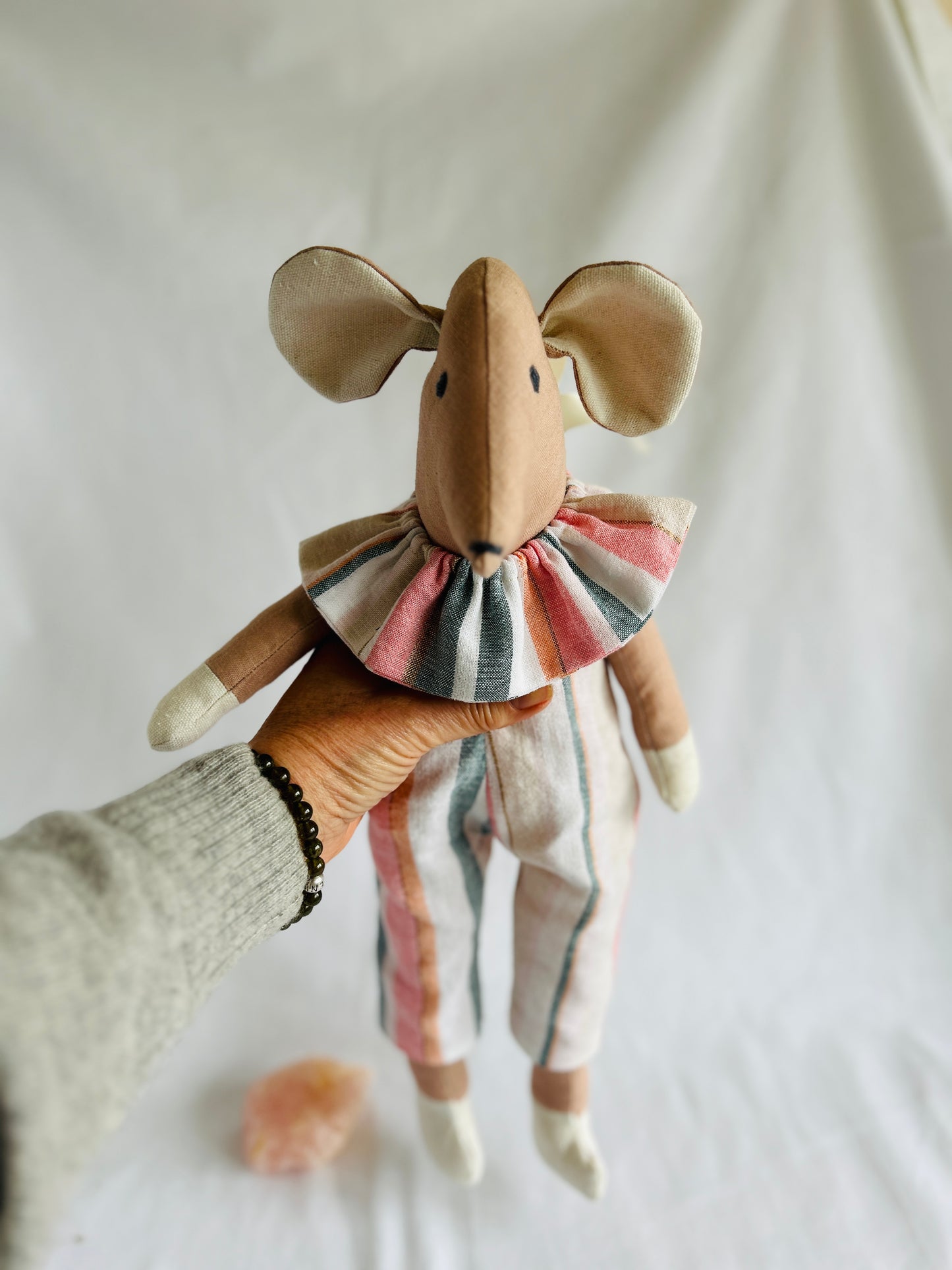 Handmade Mabel Mouse Soft Toy - Nude Pink & Milk Hands & Feet
