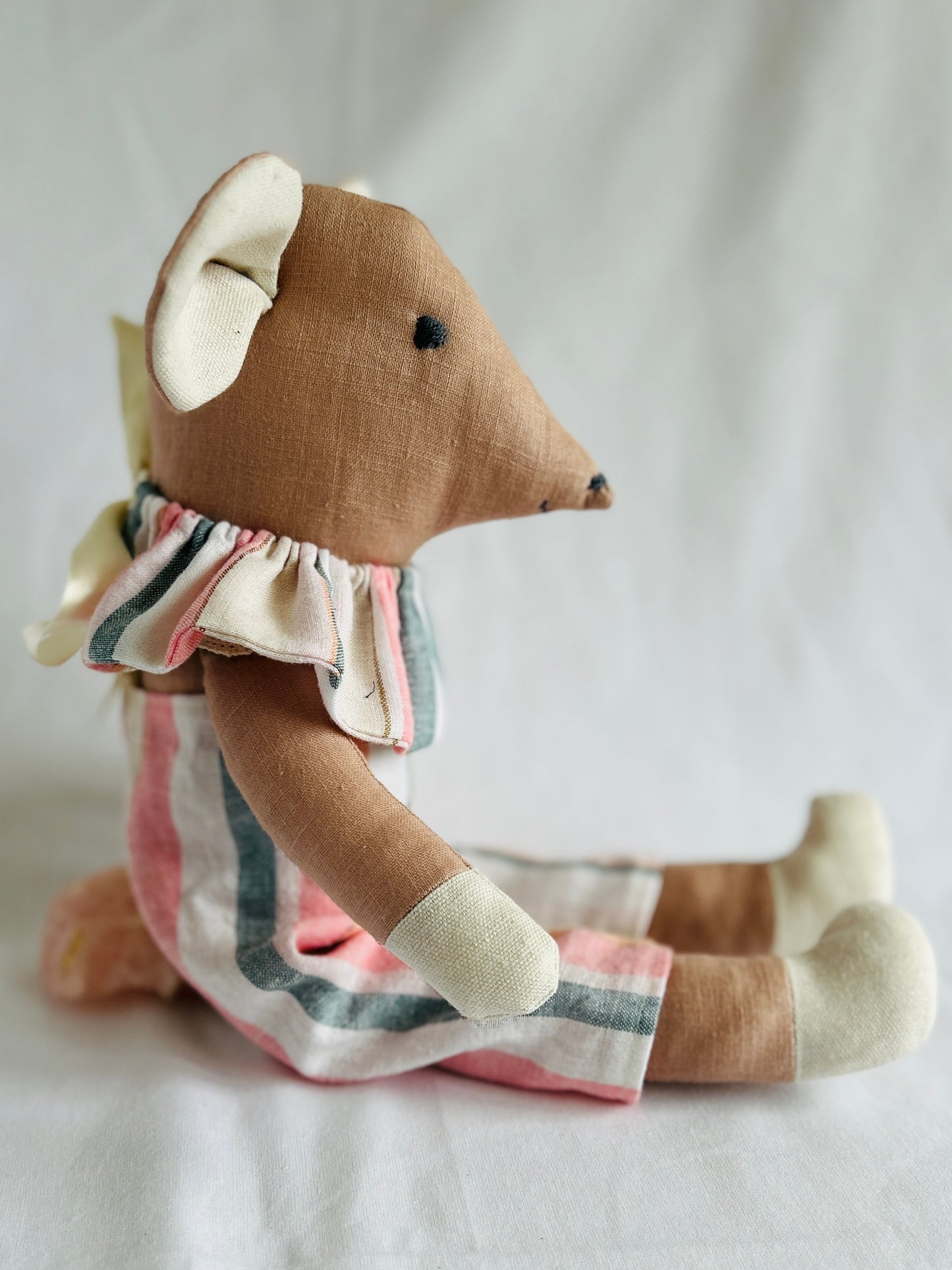 Handmade Mabel Mouse Soft Toy - Nude Pink & Milk Hands & Feet