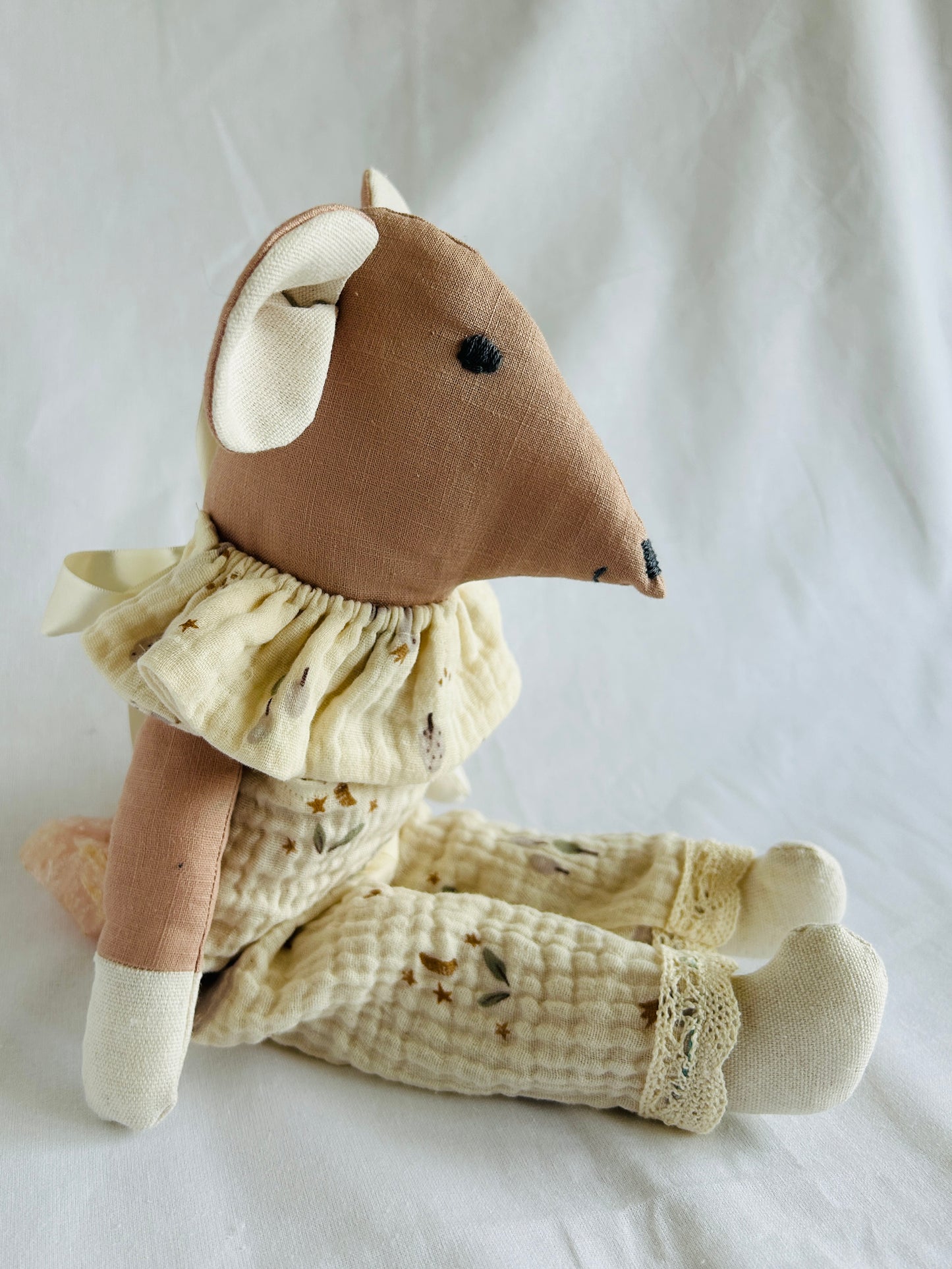 Handmade Mabel Mouse Soft Toy - Nude Pink & Milk Hands & Feet
