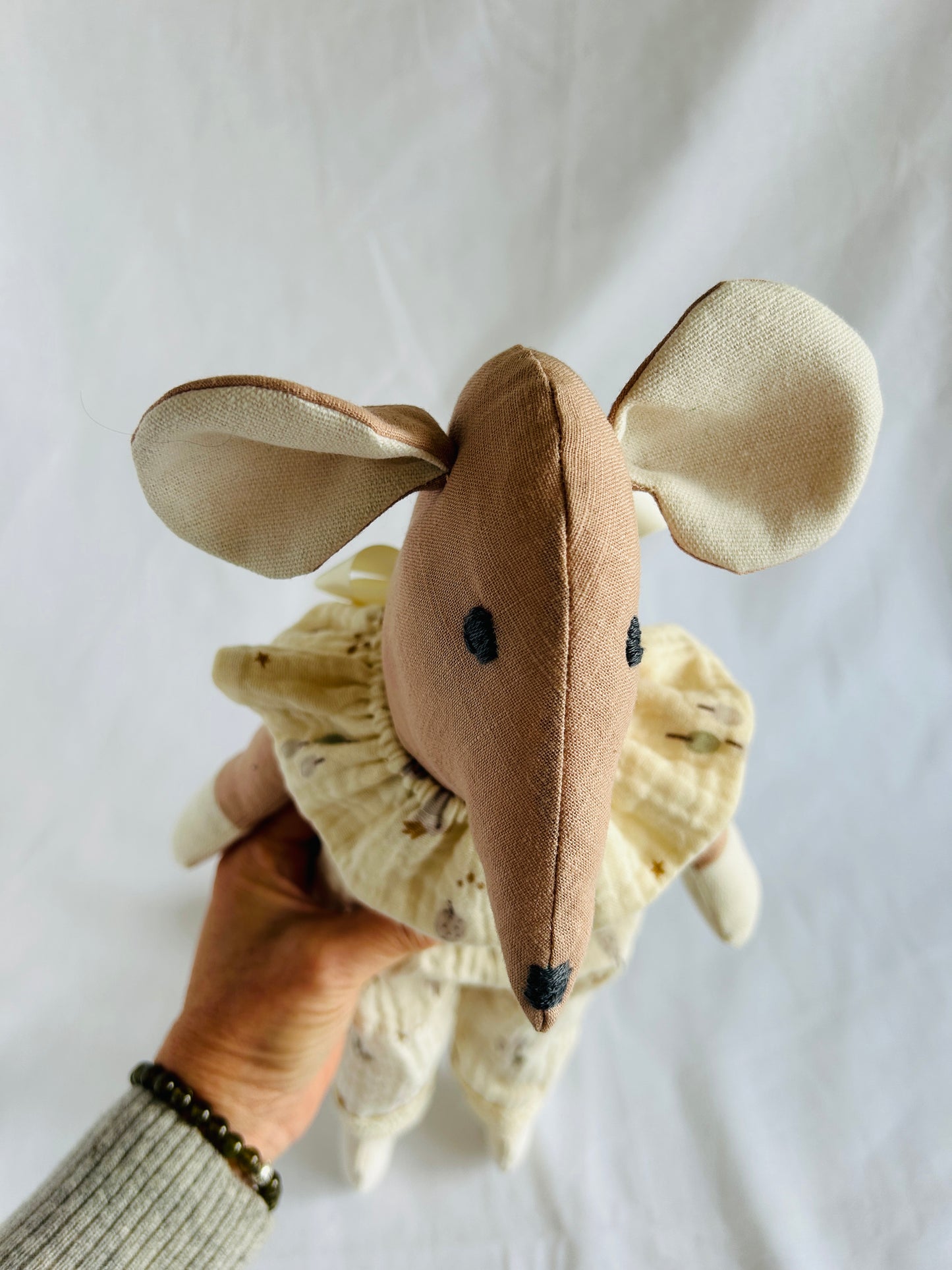 Handmade Mabel Mouse Soft Toy - Nude Pink & Milk Hands & Feet